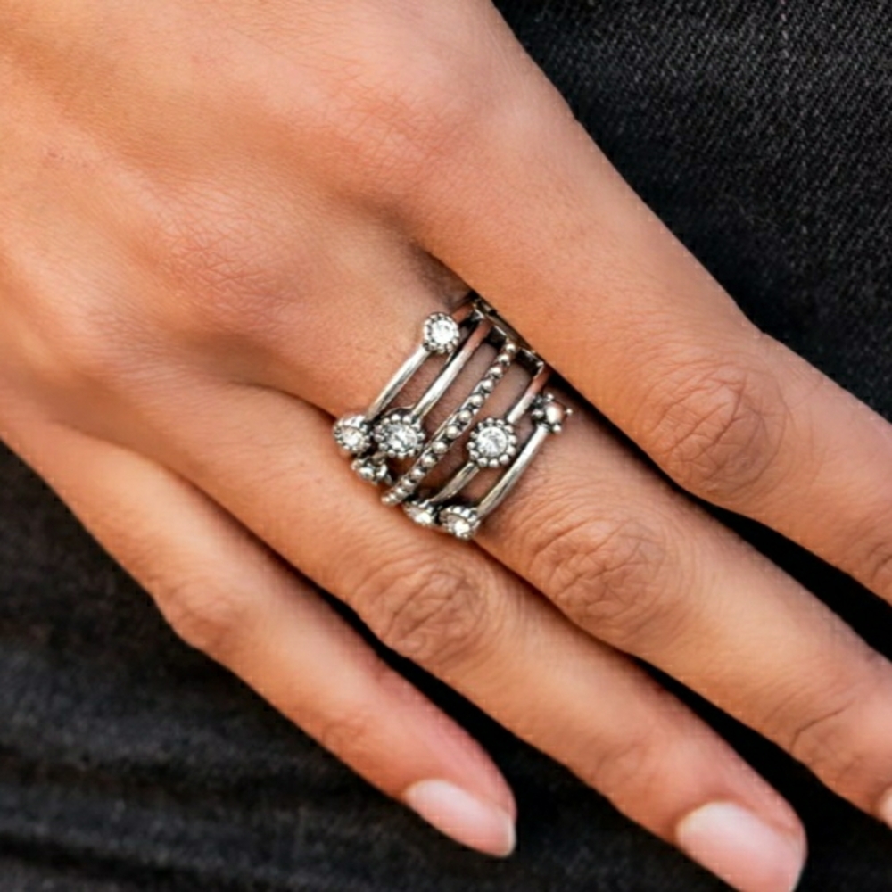 Elegant Silver Multi-Band Ring